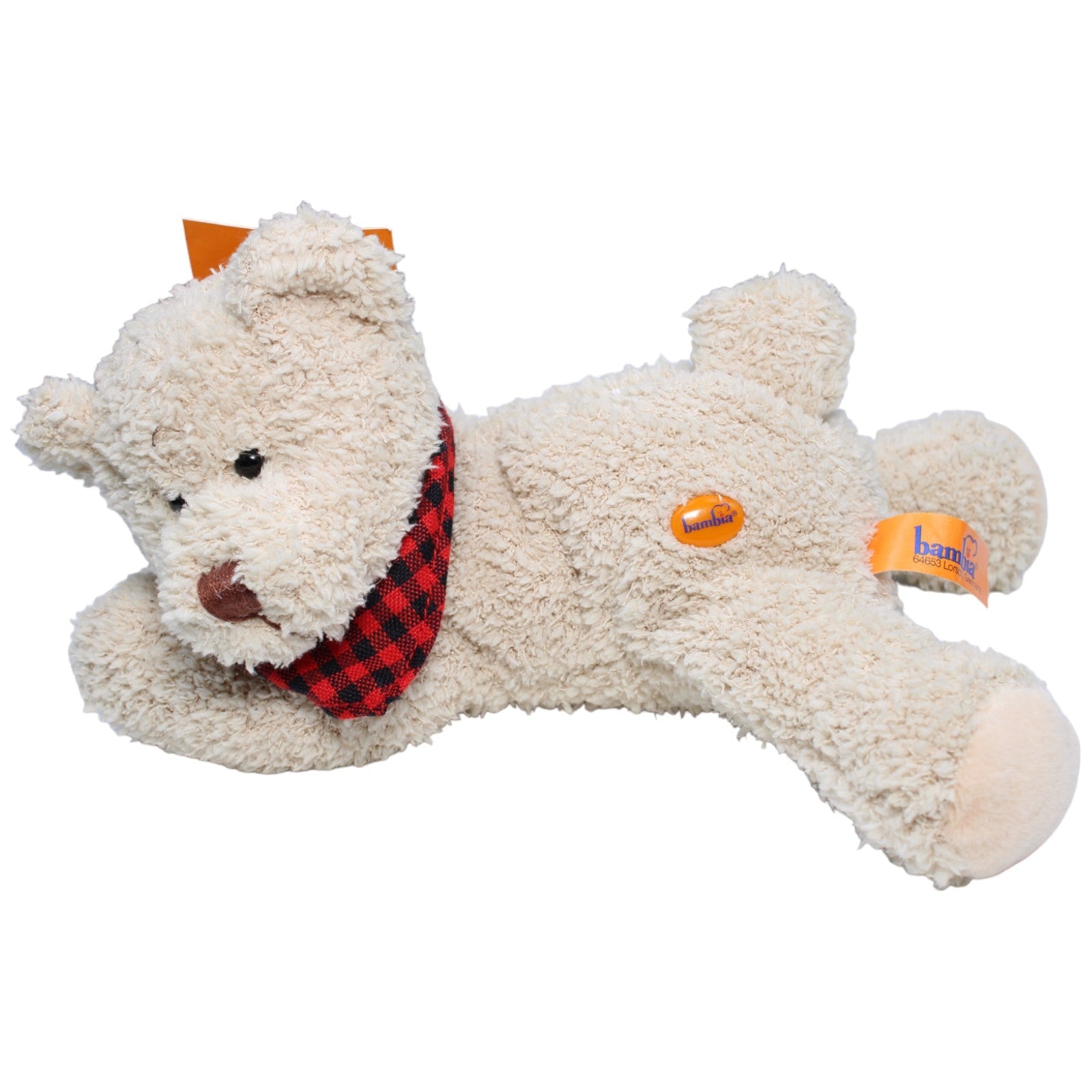 1234110 Bambia Teddybär mit rotem Halstuch, liegend Kuscheltier Kumpel Leo Bär neu