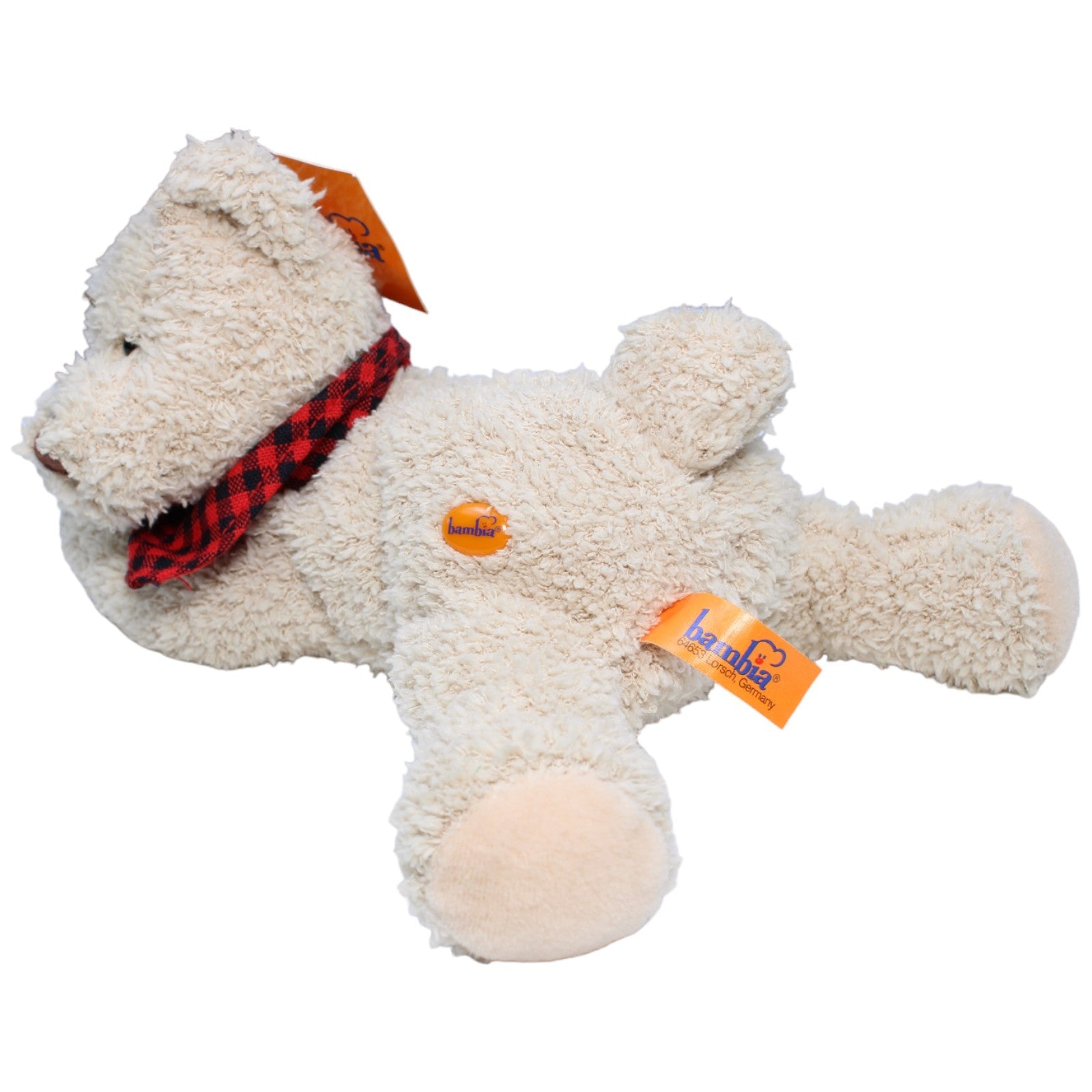 1234110 Bambia Teddybär mit rotem Halstuch, liegend Kuscheltier Kumpel Leo Bär neu