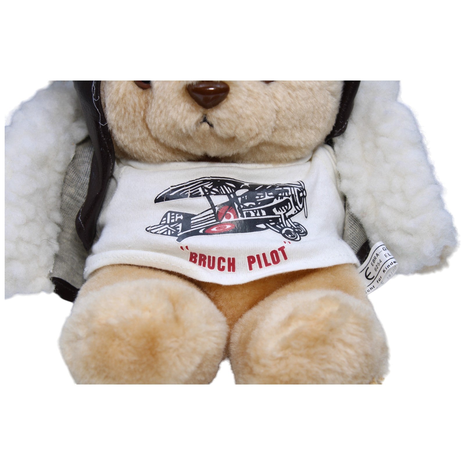 1234292 EBRA-GmbH Vintage Teddybär mit Jacke & Fliegerhaube, Bruch Pilot Kuscheltier Kumpel Leo Bär Gebraucht Teddy