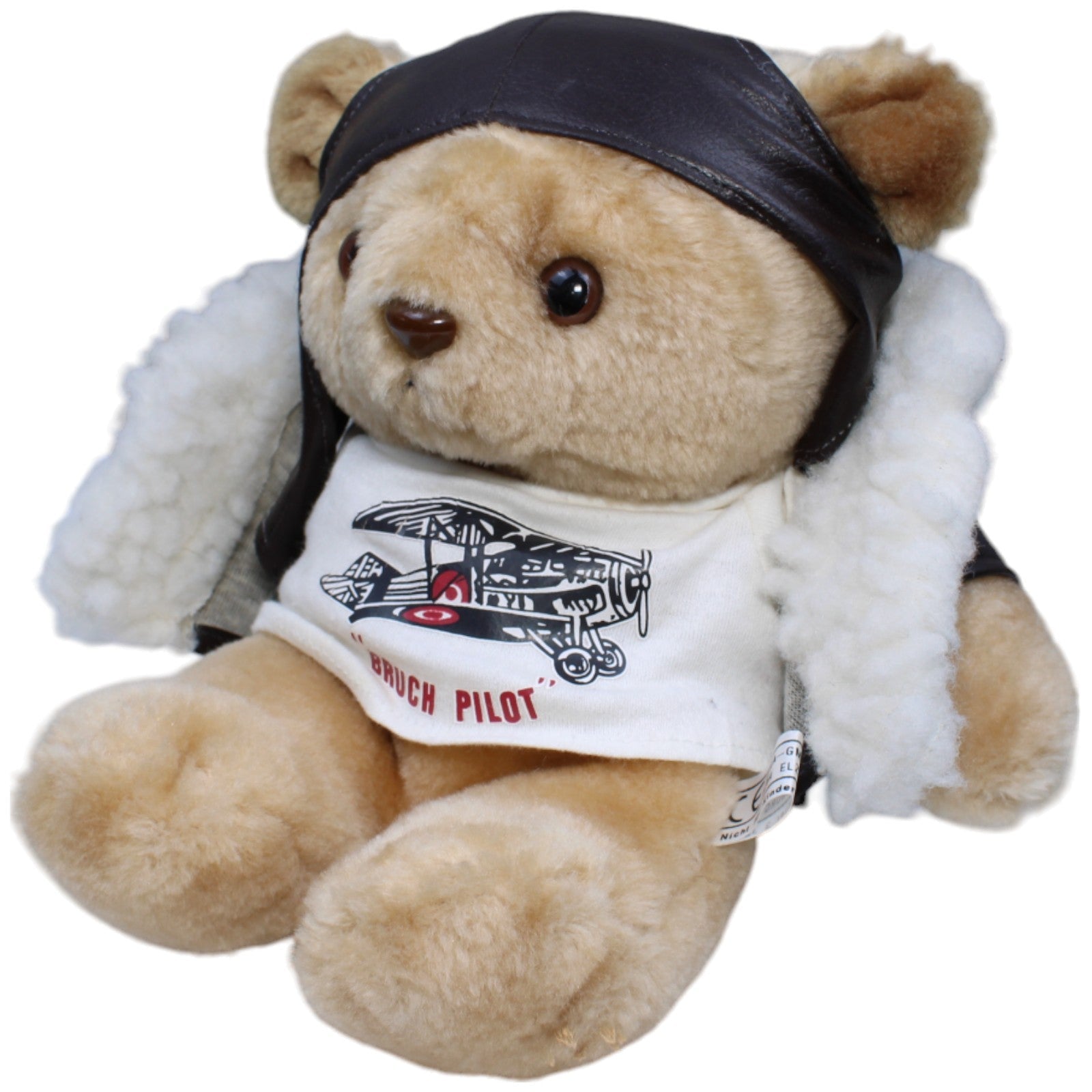 1234292 EBRA-GmbH Vintage Teddybär mit Jacke & Fliegerhaube, Bruch Pilot Kuscheltier Kumpel Leo Bär Gebraucht Teddy