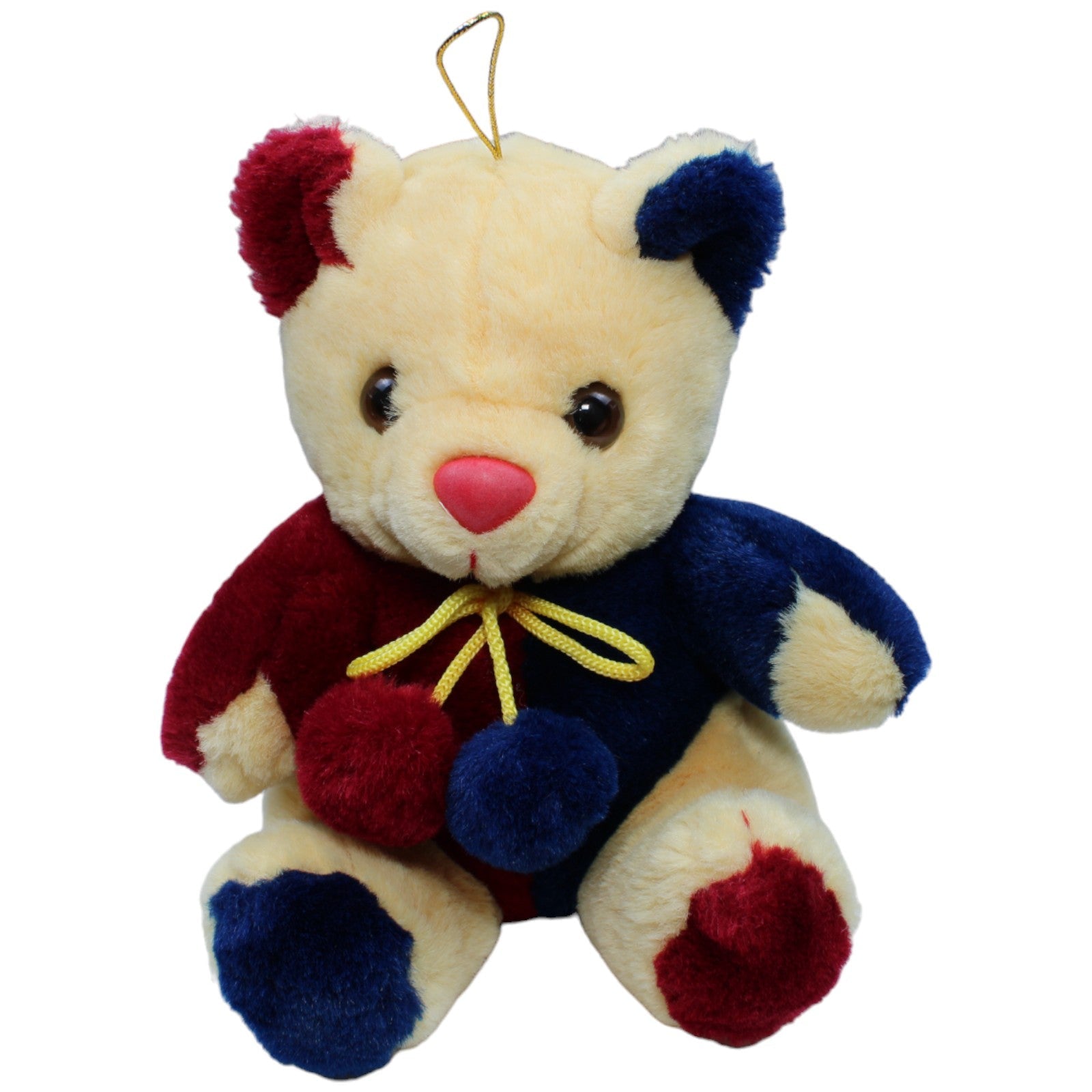 1234472 Paul Hamburg Teddybär mit Pompons, rot-blau Kuscheltier Kumpel Leo Gebraucht