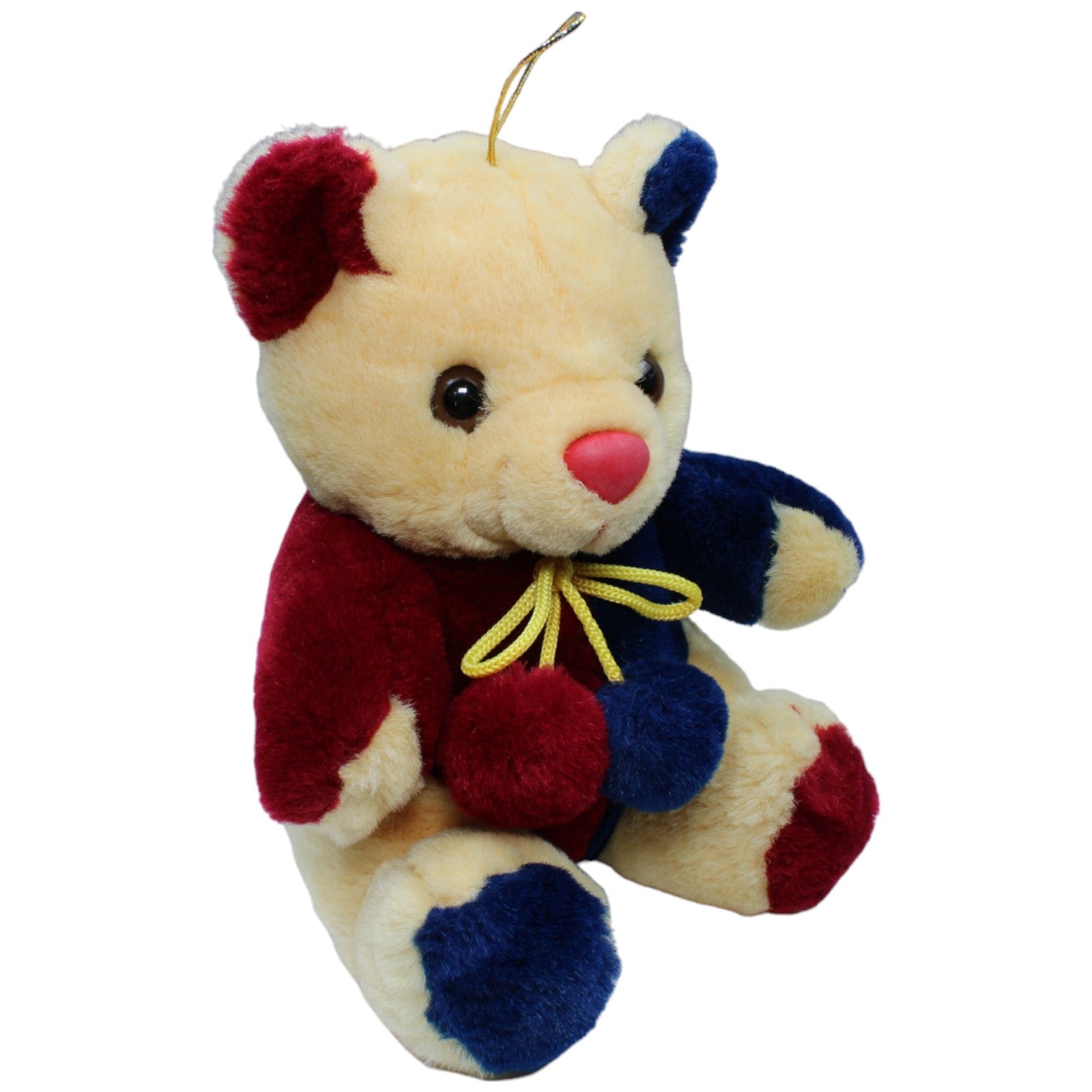 1234472 Paul Hamburg Teddybär mit Pompons, rot-blau Kuscheltier Kumpel Leo Gebraucht