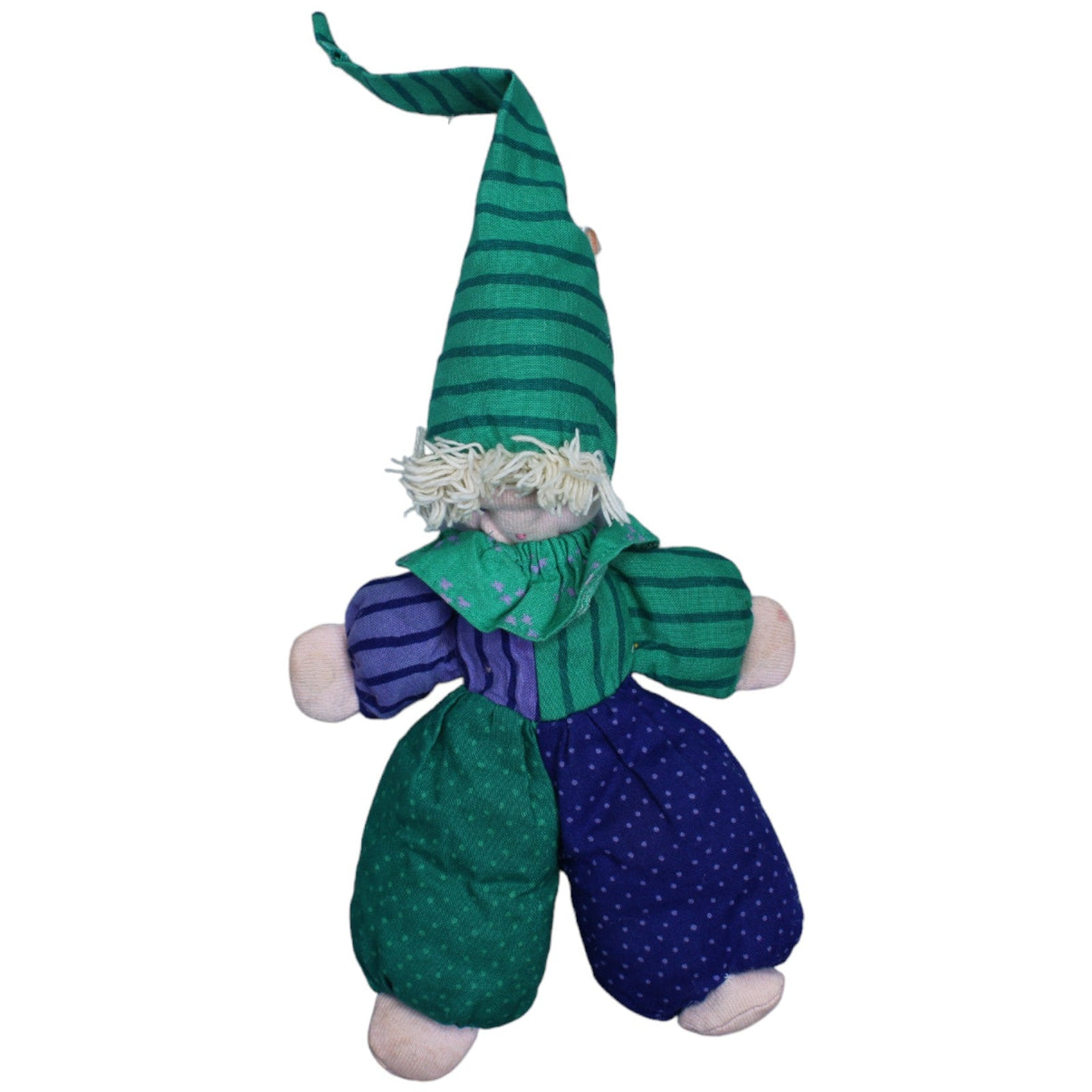 1234811 Sigikid Vintage Patchwork-Wichtel, grün-blau Plüschfigur Kumpel Leo Gebraucht