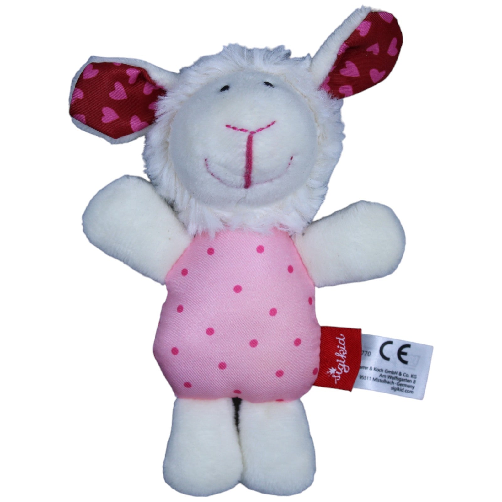 1234907 Sigikid Lamm mit Rassel, rosa Rassel Kumpel Leo Gebraucht