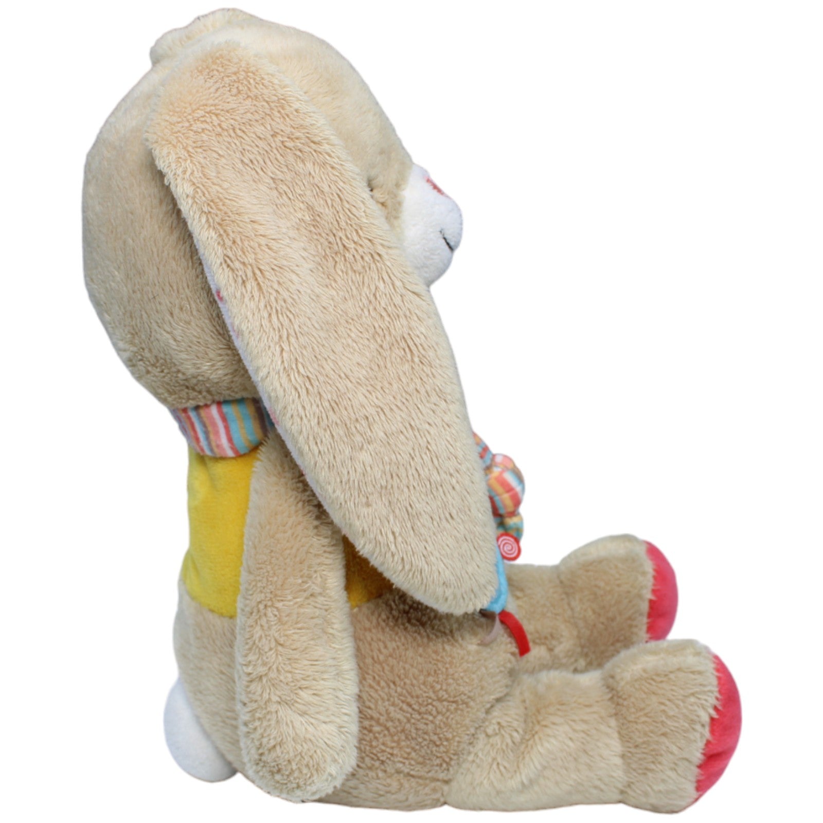 1235013 Nicotoy Hase mit buntem Schal, gelb Kuscheltier Kumpel Leo Gebraucht Ostern