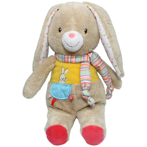 1235013 Nicotoy Hase mit buntem Schal, gelb Kuscheltier Kumpel Leo Gebraucht Ostern