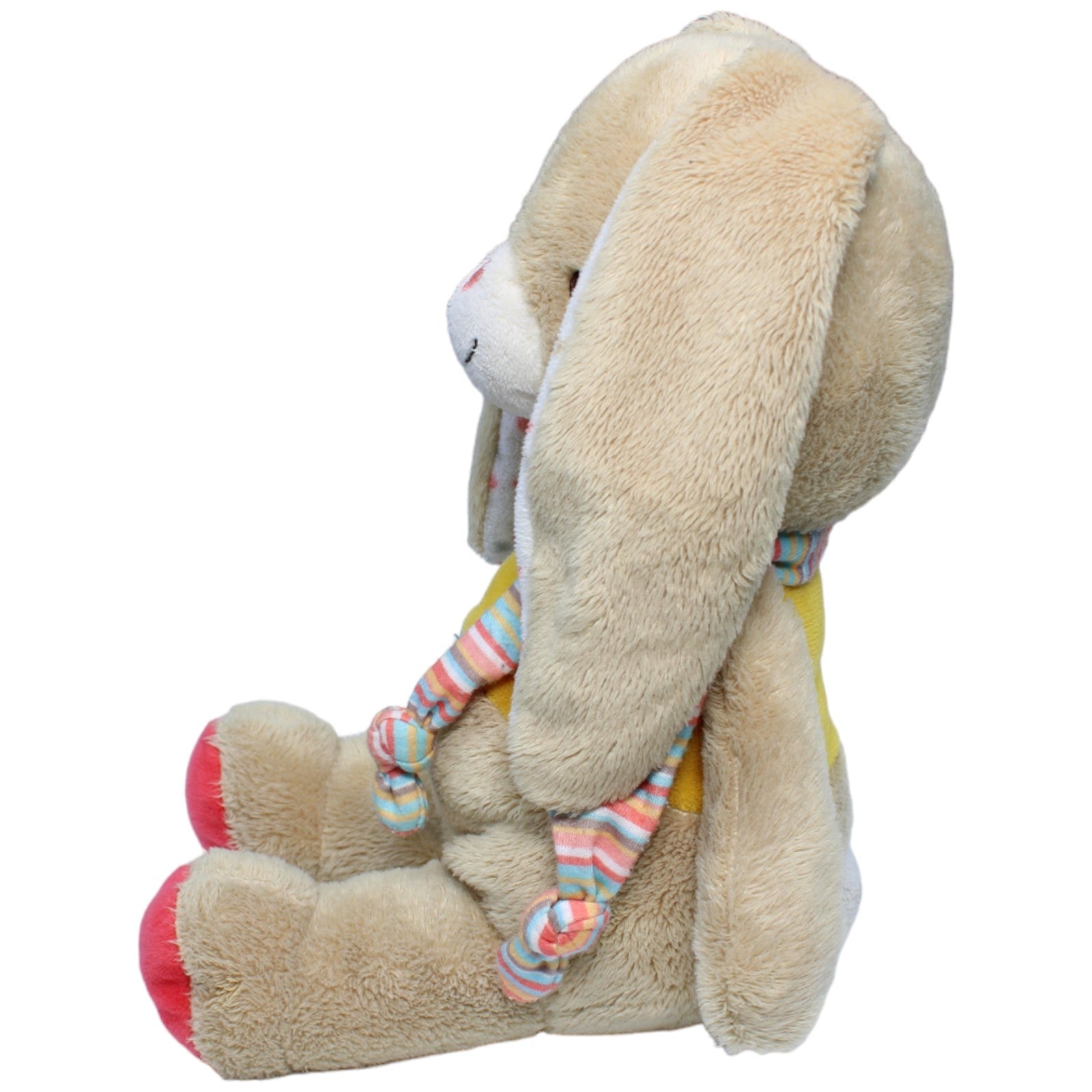 1235013 Nicotoy Hase mit buntem Schal, gelb Kuscheltier Kumpel Leo Gebraucht Ostern