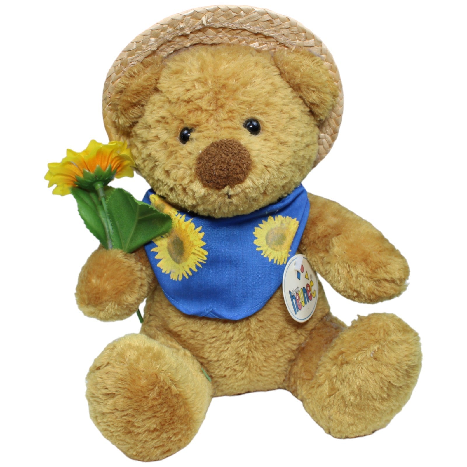 1235019 Heunec Quelle Teddybär mit Strohhut, Halstuch & Sonnenblume Kuscheltier Kumpel Leo Bär neu Teddy