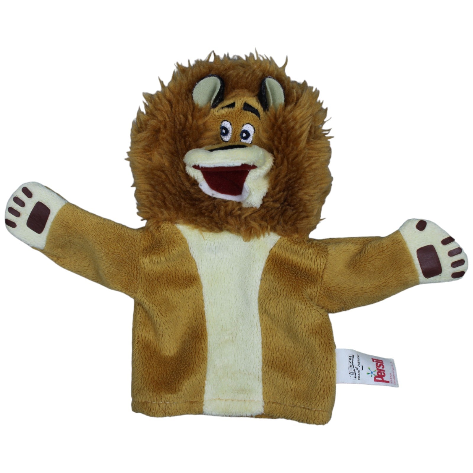 1235056 Unilever Persil Handpuppe, Löwe Alex aus Madagascar 2 Handpuppe Kumpel Leo Gebraucht