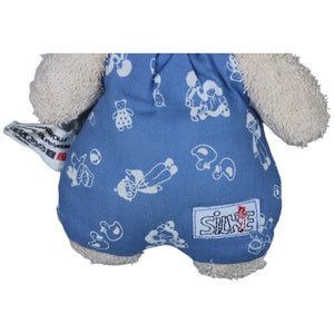 1235059 Kösener Spielzeug SILKE, Vintage Frottee-Bär mit Muster blau Kuscheltier Kumpel Leo Gebraucht