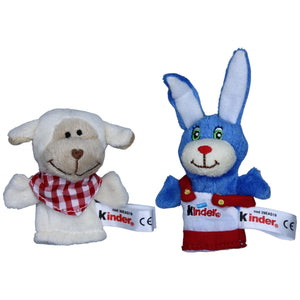 1235127 Ferrero Kinder Fingerpuppen, Lola Lamm & Harry Hase Handpuppe Kumpel Leo Gebraucht