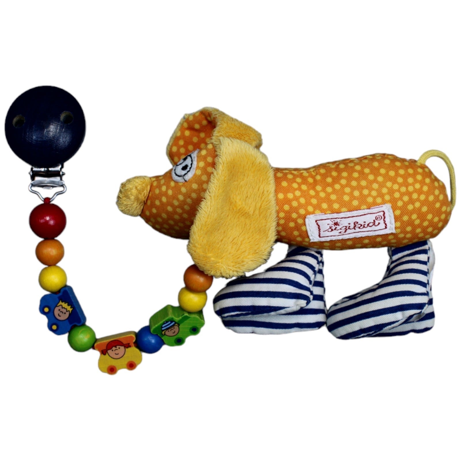 1235205 Sigikid Schnullerkette mit Greifling, Patchwork-Hund Schnullerkette Kumpel Leo Gebraucht