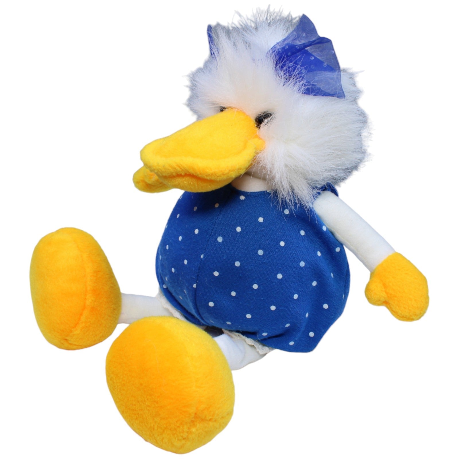 1235357 NICI Vintage Schlenker Ente mit blau - gepunktetem Body Kuscheltier Kumpel Leo Gebraucht