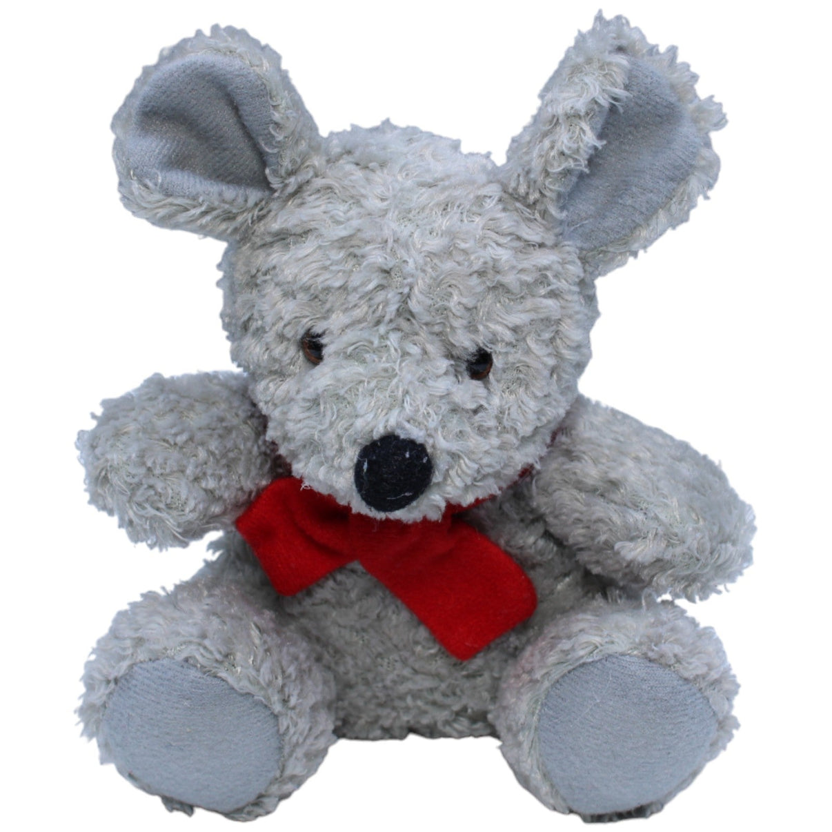 1235423 Heunec Maus mit roter Schleife, sitzend Kuscheltier Kumpel Leo Gebraucht