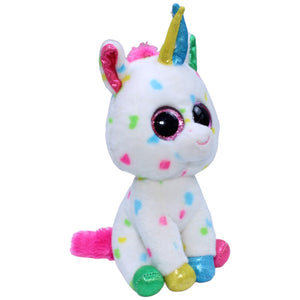 1235424 TY Einhorn Harmonie, weiß gepunktet Kuscheltier Kumpel Leo Fantasy Gebraucht Glubschi