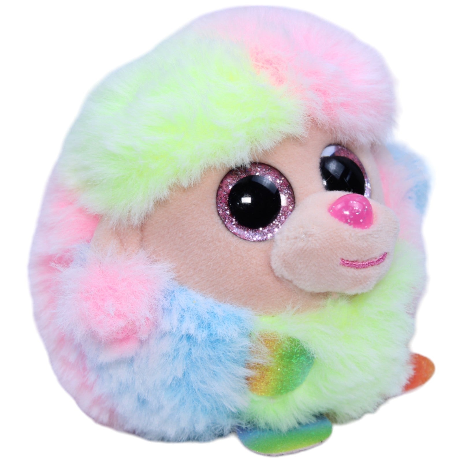 1235530 TY Beanie Ballz, Puddel Rainbow Kuscheltier Kumpel Leo Gebraucht Glubschi