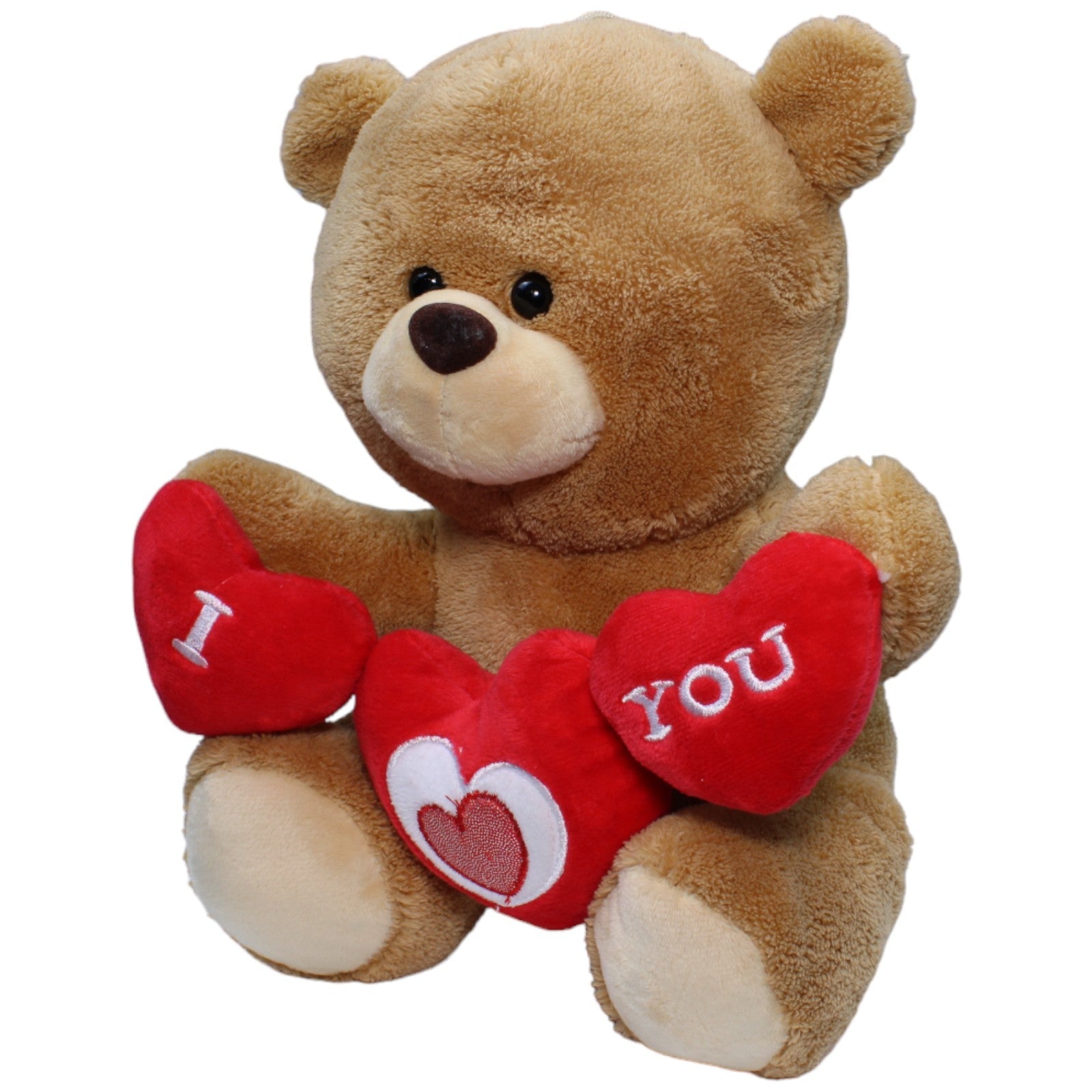 1235582 Flos Toys Teddybär mit drei Herzen "I Love You" Kuscheltier Kumpel Leo Gebraucht