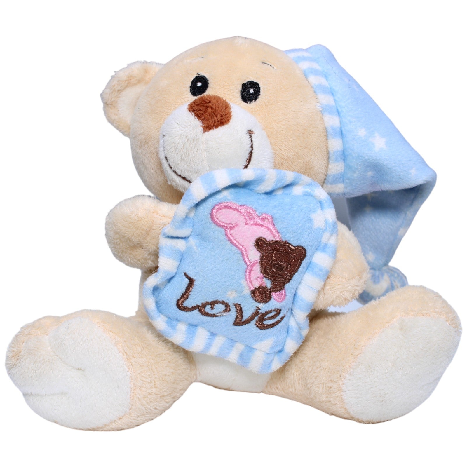 1235645 Flos Toys Teddybär mit Schlafmütze und Kissen Kuscheltier Kumpel Leo Bär Gebraucht Teddy