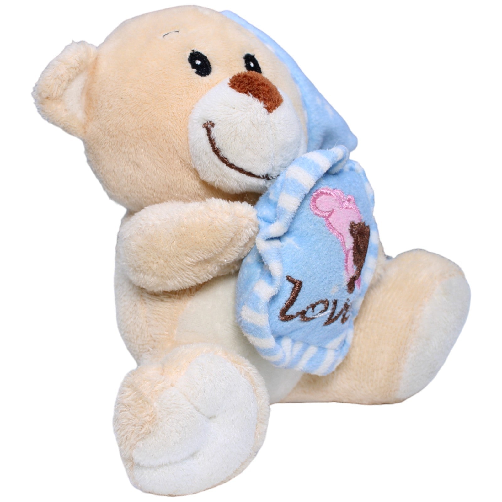 1235645 Flos Toys Teddybär mit Schlafmütze und Kissen Kuscheltier Kumpel Leo Bär Gebraucht Teddy