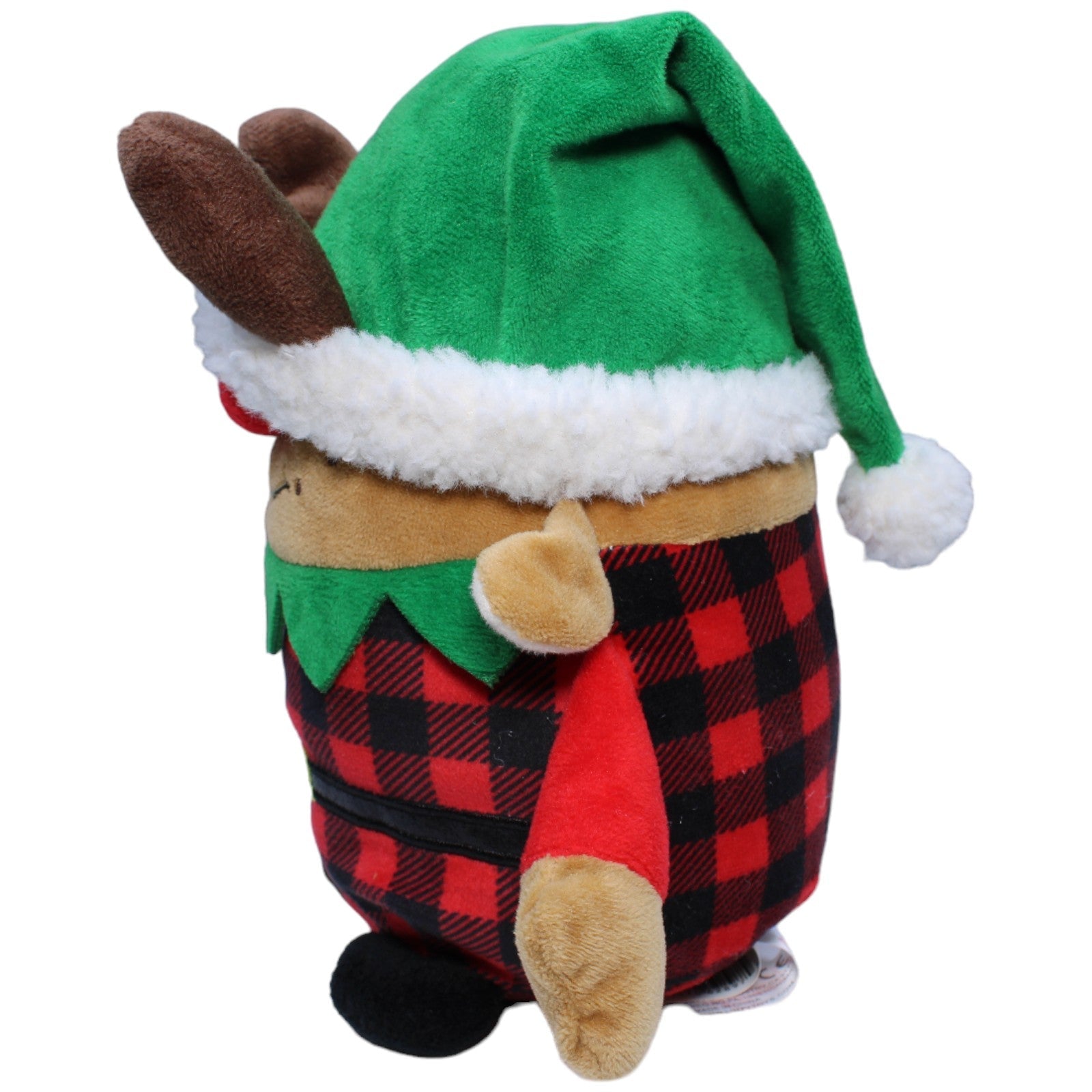 1235666 Linzy Toys Inc. Rentier Wichtel mit grüner Weihnachtsmütze Kuscheltier Kumpel Leo Gebraucht Weihnachten