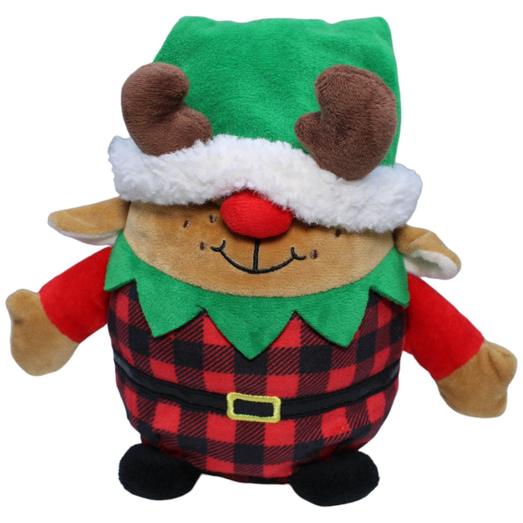 1235666 Linzy Toys Inc. Rentier Wichtel mit grüner Weihnachtsmütze Kuscheltier Kumpel Leo Gebraucht Weihnachten