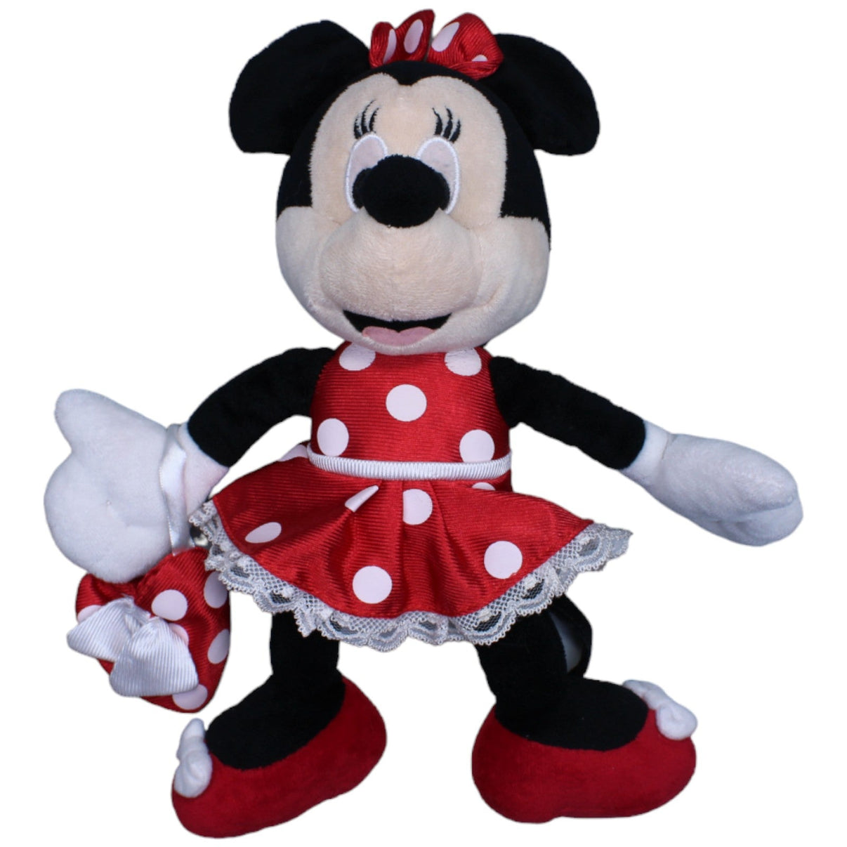 1235722 Nicotoy Disney Minnie Maus mit Kleid, rot - gepunktet & Handtasche Kuscheltier Kumpel Leo Disney Gebraucht