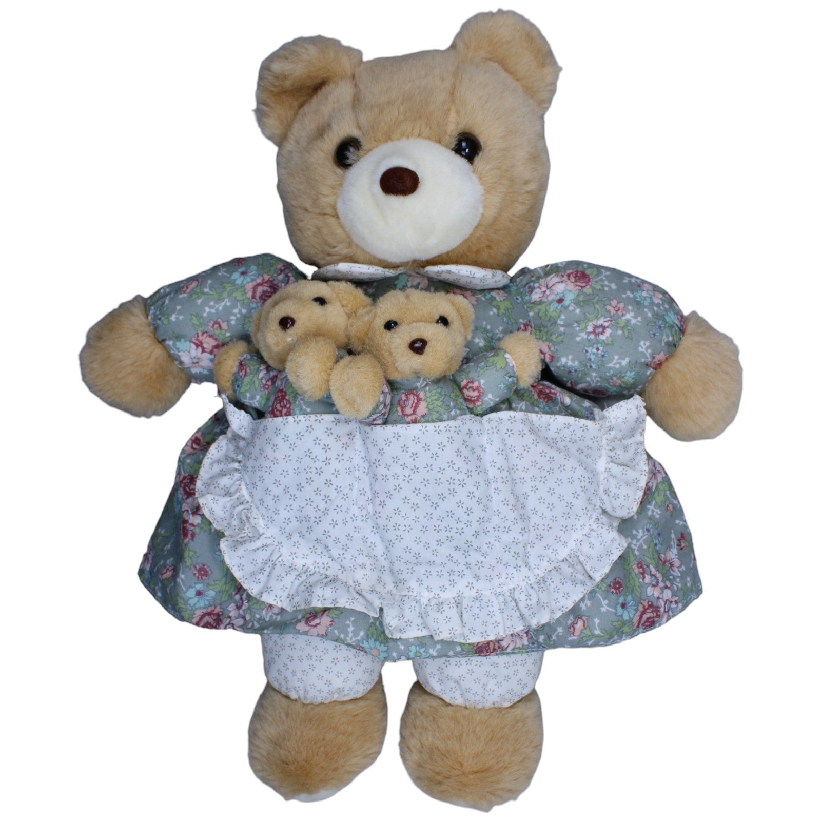 1235733 Euro Souvenirs XL Mama - Bär in Schürzenkleid mit 2/3 Babys Kuscheltier Kumpel Leo Gebraucht