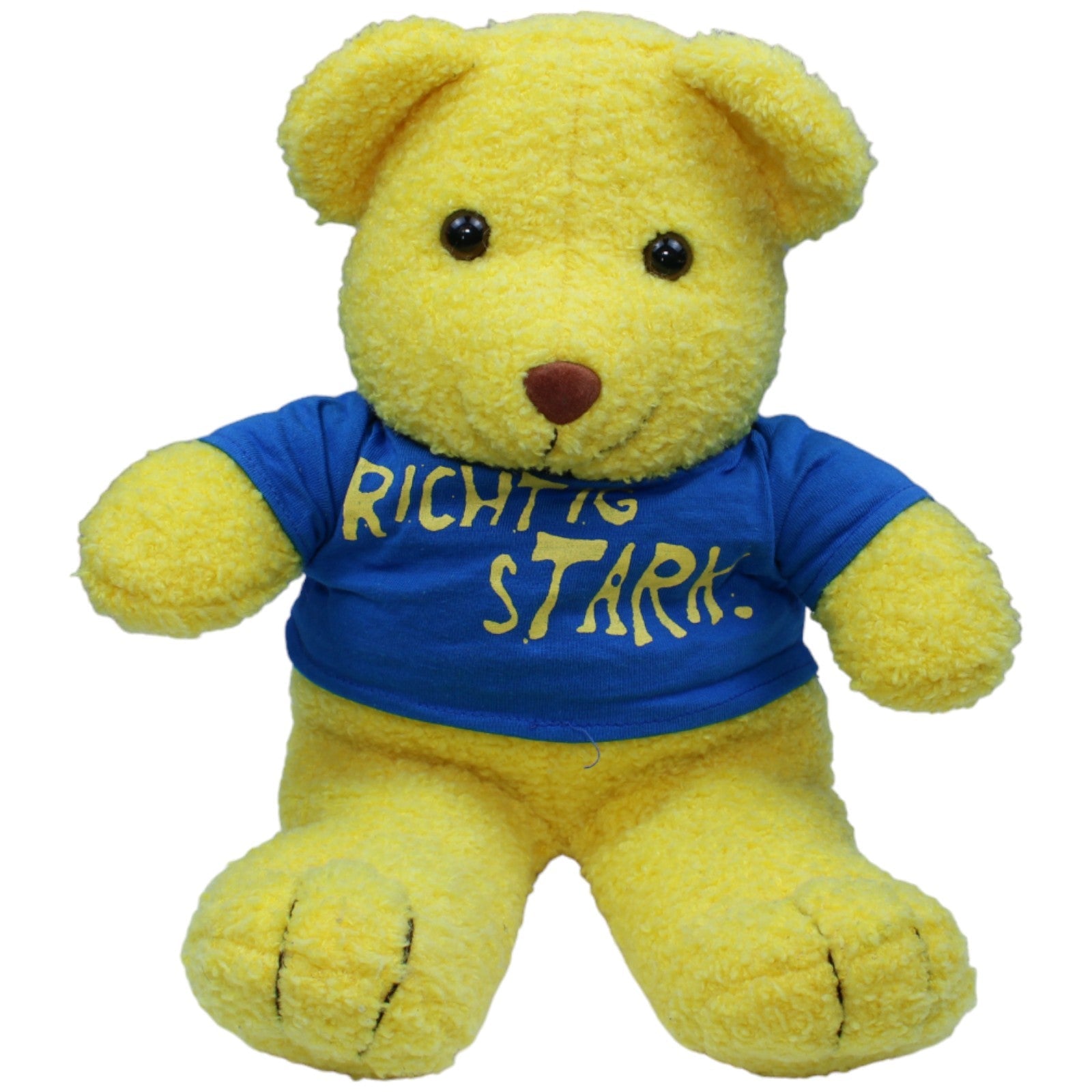 1235763 Original Richter Bär Gelber Teddybär mit T - Shirt "Richtig Stark.", groß Kuscheltier Kumpel Leo Bär Gebraucht Teddy