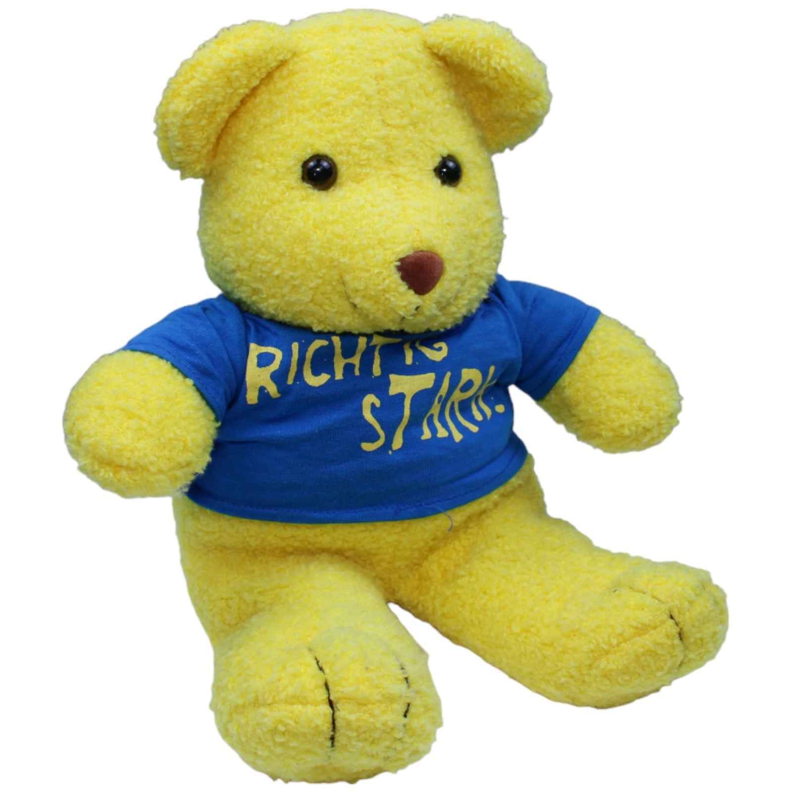 1235763 Original Richter Bär Gelber Teddybär mit T - Shirt "Richtig Stark.", groß Kuscheltier Kumpel Leo Bär Gebraucht Teddy