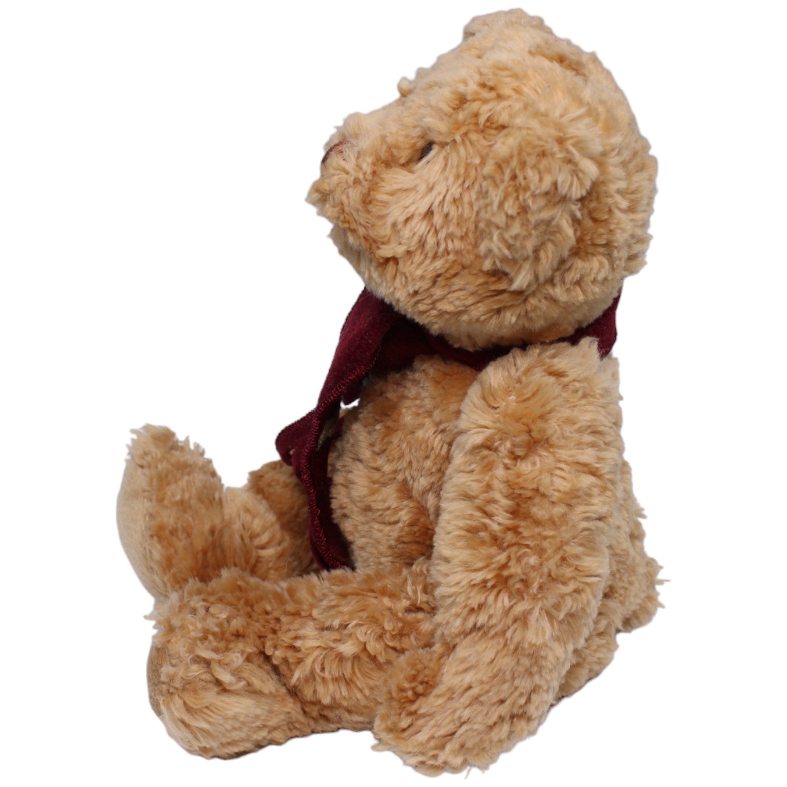 1235807 Douglas Douglas Teddybär mit weinrotem Schal, sitzend Kuscheltier Kumpel Leo Bär Gebraucht