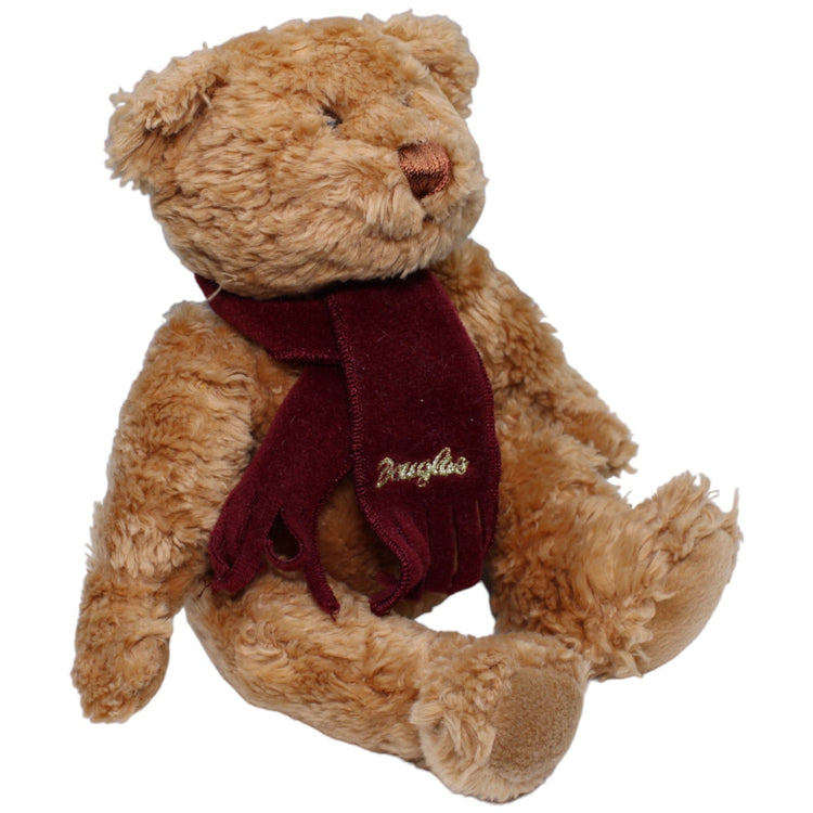 1235807 Douglas Douglas Teddybär mit weinrotem Schal, sitzend Kuscheltier Kumpel Leo Bär Gebraucht