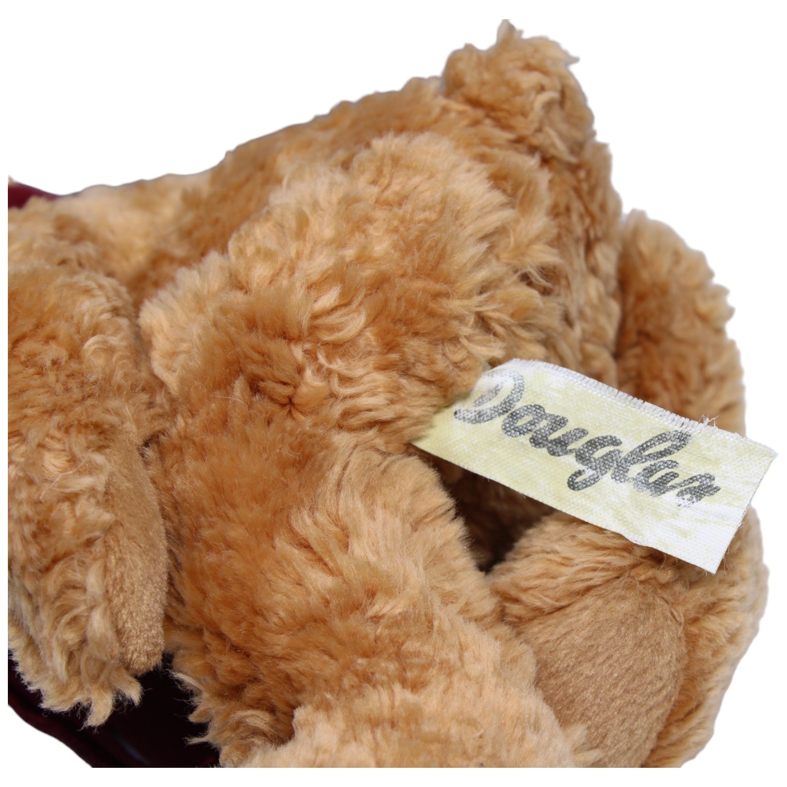 1235807 Douglas Douglas Teddybär mit weinrotem Schal, sitzend Kuscheltier Kumpel Leo Bär Gebraucht