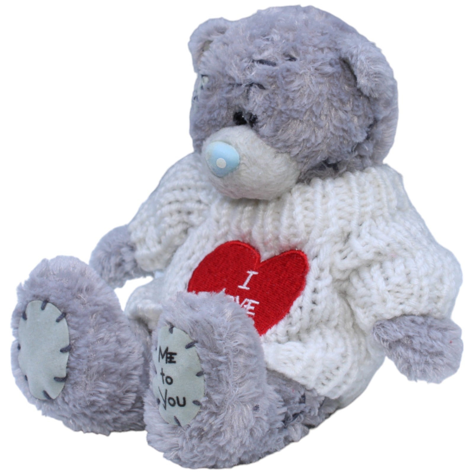 1235830 Carte Blanche Me to You Teddy mit Pullover " I love you ", grau Kuscheltier Kumpel Leo Bär Gebraucht Teddybär