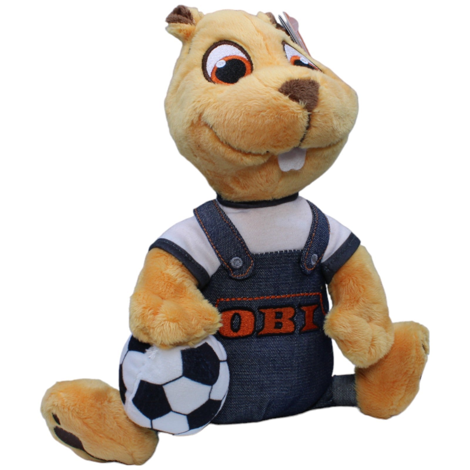 1235892 Euromate Maskottchen, OBI Fußball - Biber Kuscheltier Kumpel Leo neu