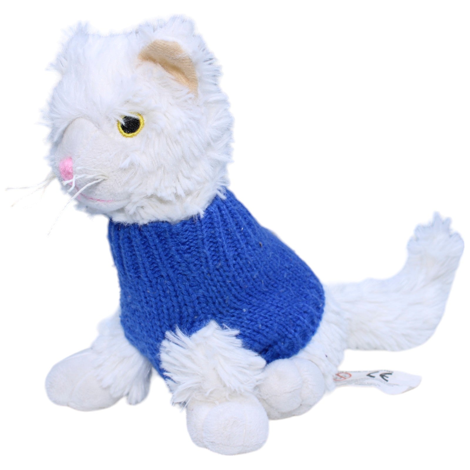 1235961 Softis Katze mit blauer Pullunder, sitzend Kuscheltier Kumpel Leo Gebraucht