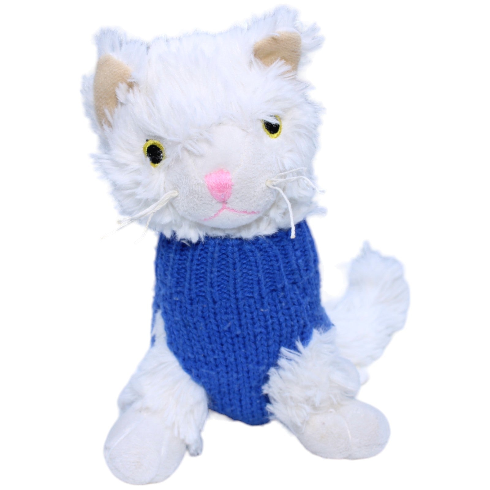 1235961 Softis Katze mit blauer Pullunder, sitzend Kuscheltier Kumpel Leo Gebraucht