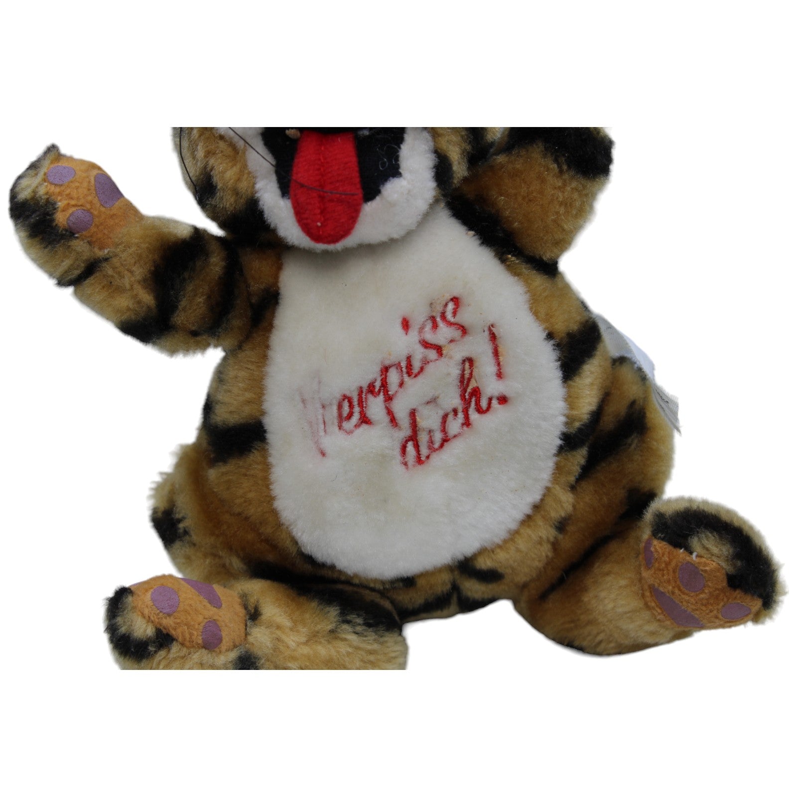 1235965 Braun Plüschwaren Vintage Tiger - Katze "Verpiss dich!" Kuscheltier Kumpel Leo Gebraucht