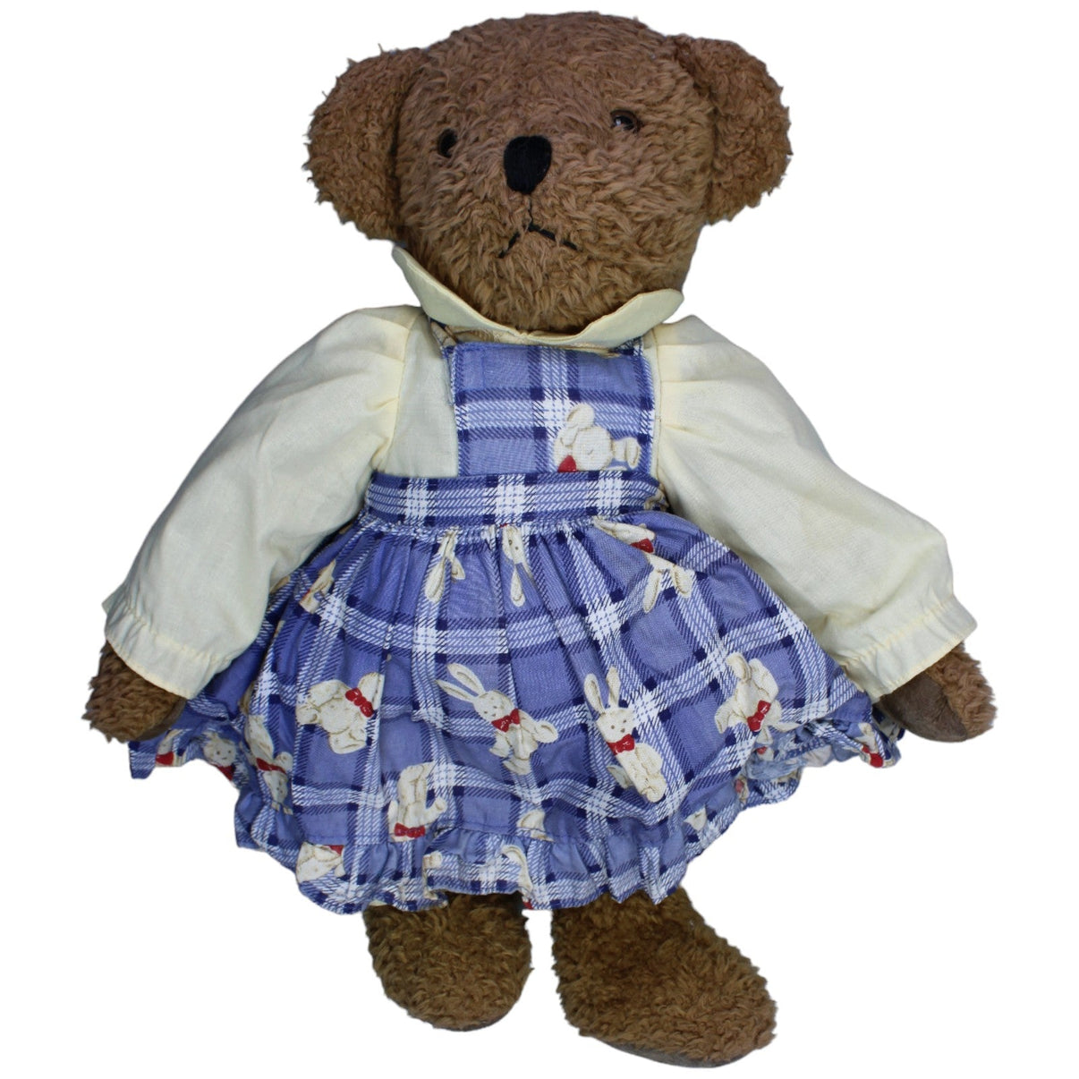 1236047 Eduscho Großer Vintage Teddybär mit beweglichen Gliedern im Schürzenkleid Kuscheltier Kumpel Leo Gebraucht