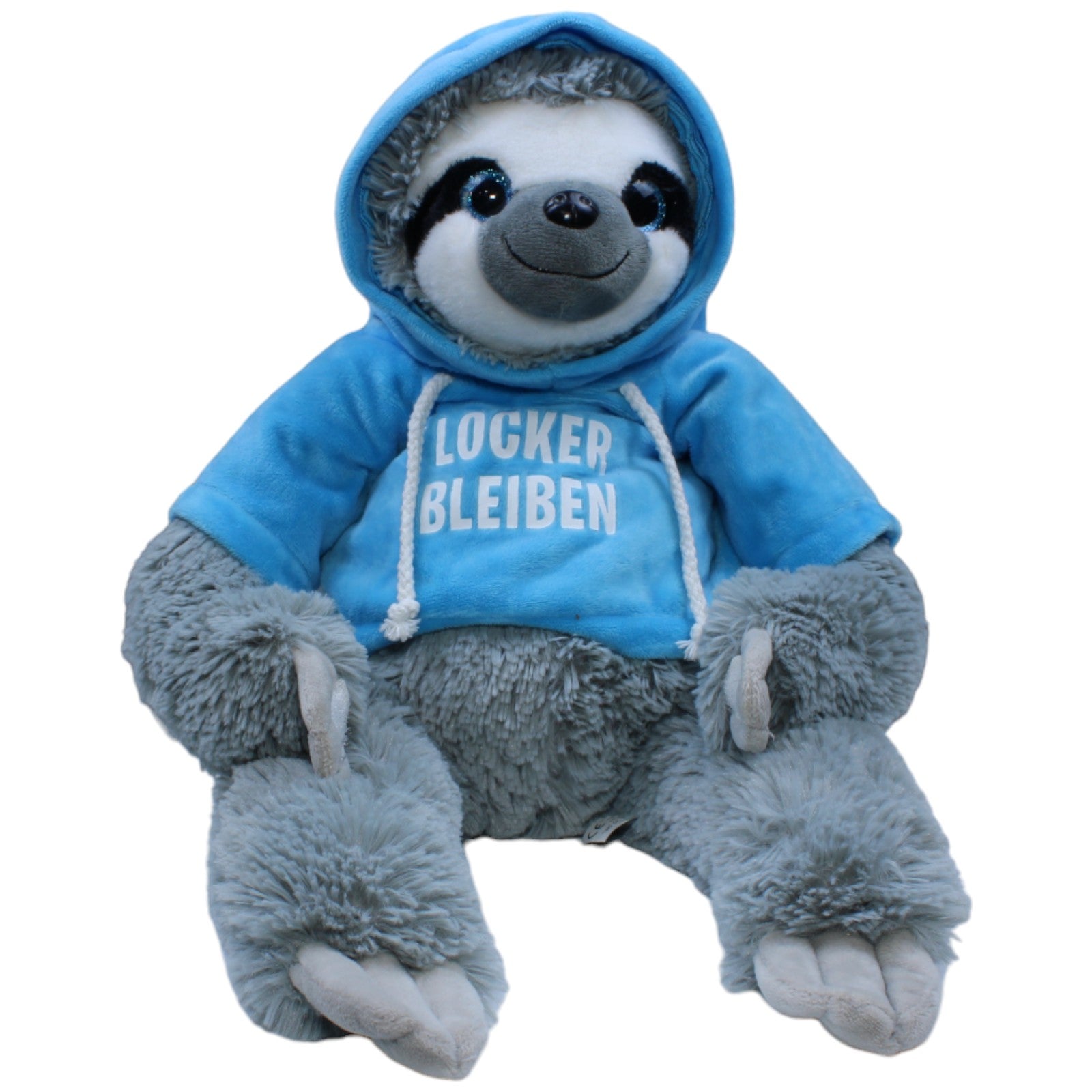 1236139 Flos Toys XL Faultier mit " Locker Bleiben " Pullover Kuscheltier Kumpel Leo Gebraucht Glubschi