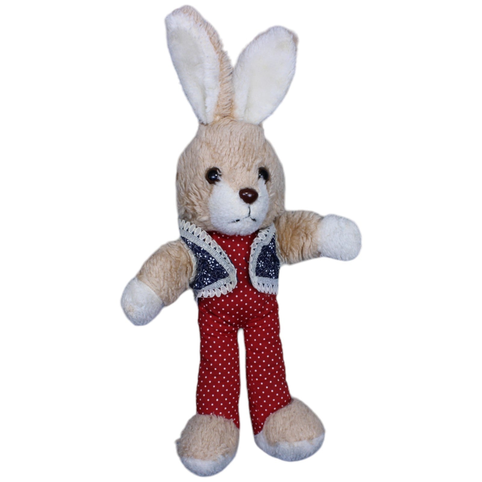 1236187 Unbekannt Vintage Hase mit Weste, rot - gepunktet Kuscheltier Kumpel Leo Gebraucht