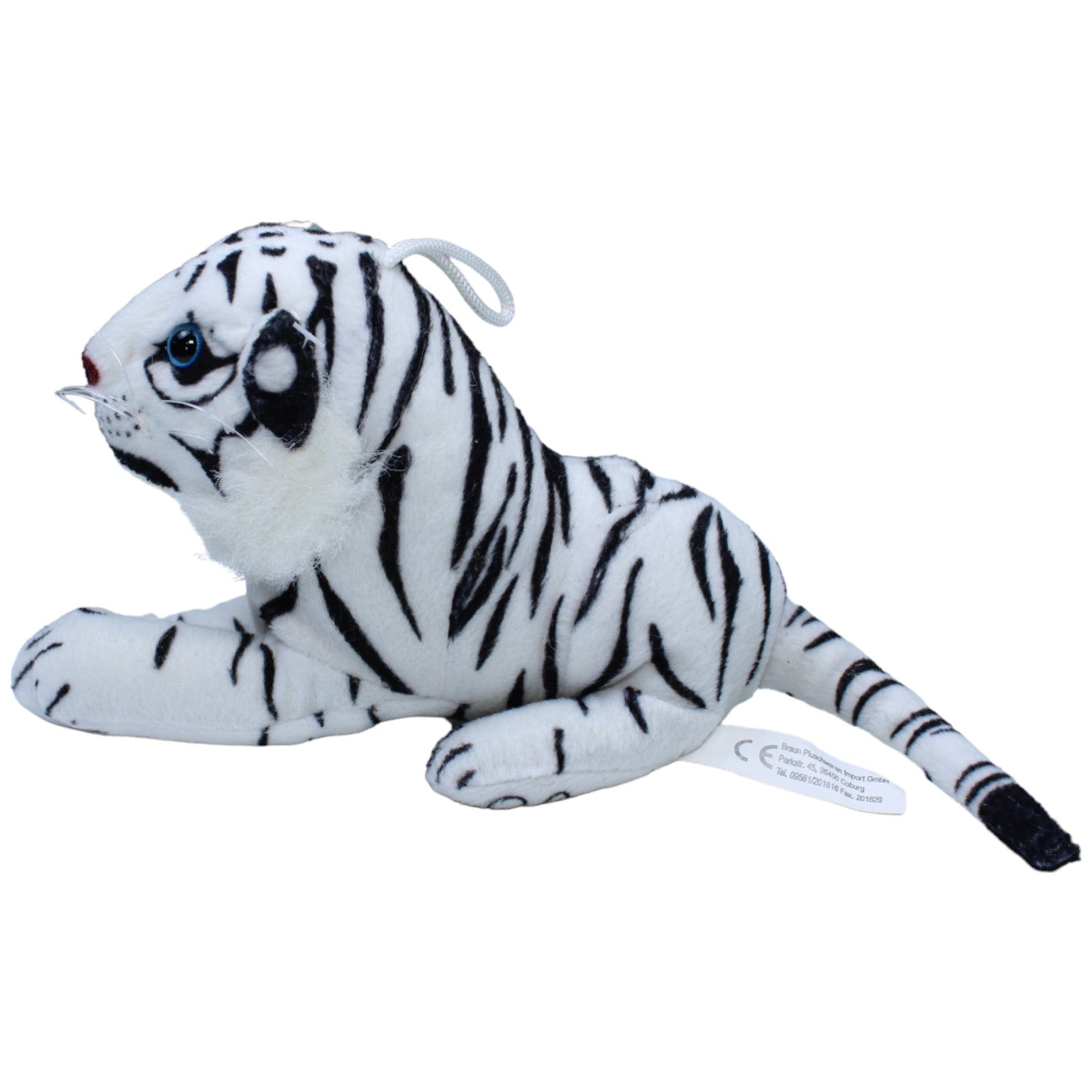 1236369 Braun Plüschwaren Weißer Tiger mit Styroporkopf, liegend Kuscheltier Kumpel Leo Bär Gebraucht Teddy