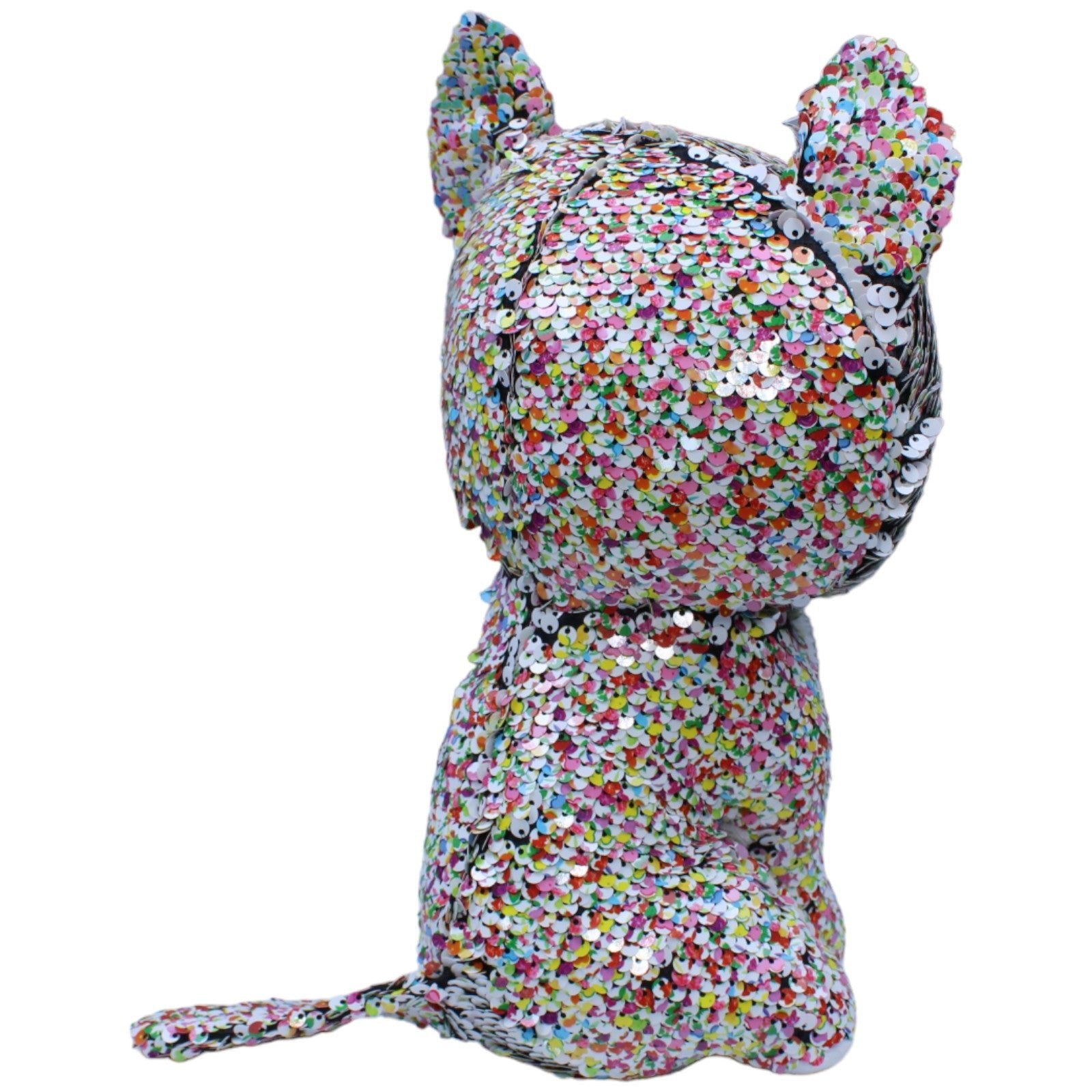 1236428 TY Pailletten Katze, Confetti Kuscheltier Kumpel Leo Gebraucht Glubschi