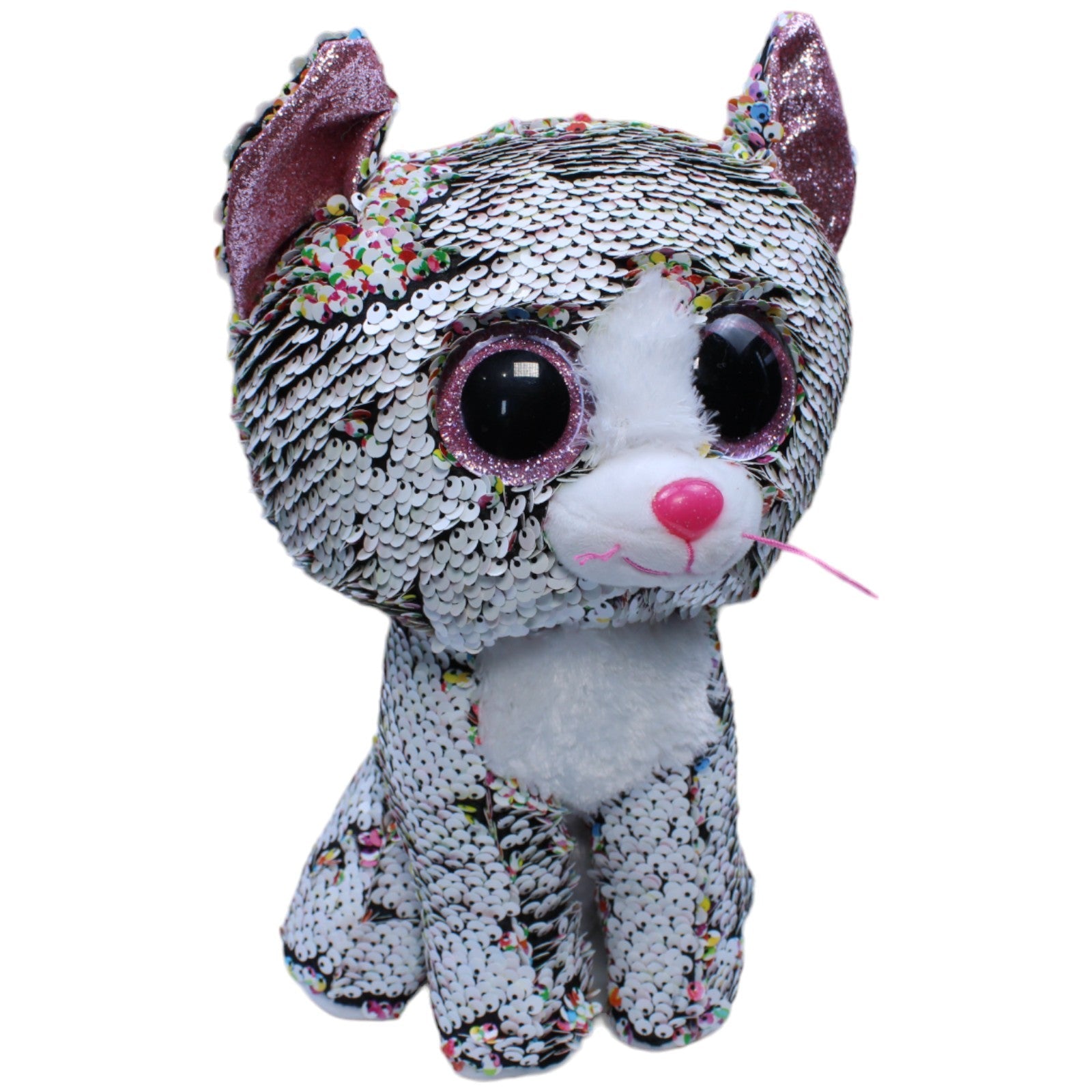 1236428 TY Pailletten Katze, Confetti Kuscheltier Kumpel Leo Gebraucht Glubschi