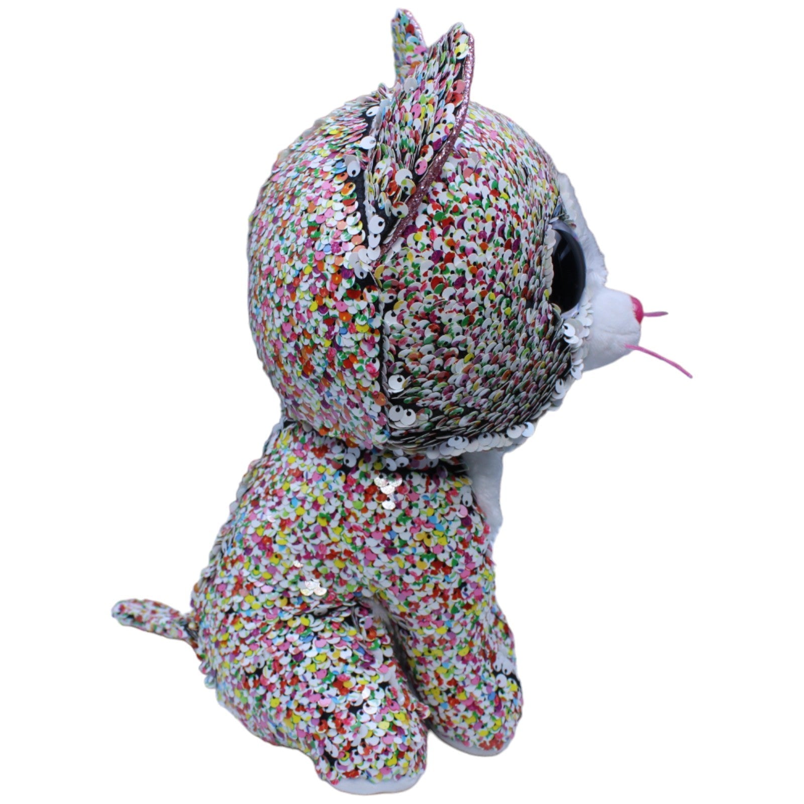 1236428 TY Pailletten Katze, Confetti Kuscheltier Kumpel Leo Gebraucht Glubschi