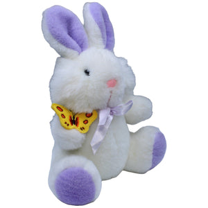 1236463 DAN - DEE INTERNATIONAL LIMITED Weißer Hase mit Schmetterling und lila Ohren Kuscheltier Kumpel Leo Gebraucht Kaninchen Osterhase