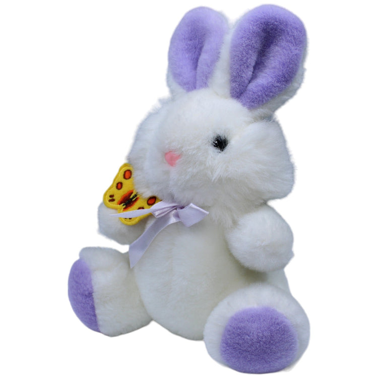 1236463 DAN - DEE INTERNATIONAL LIMITED Weißer Hase mit Schmetterling und lila Ohren Kuscheltier Kumpel Leo Gebraucht Kaninchen Osterhase