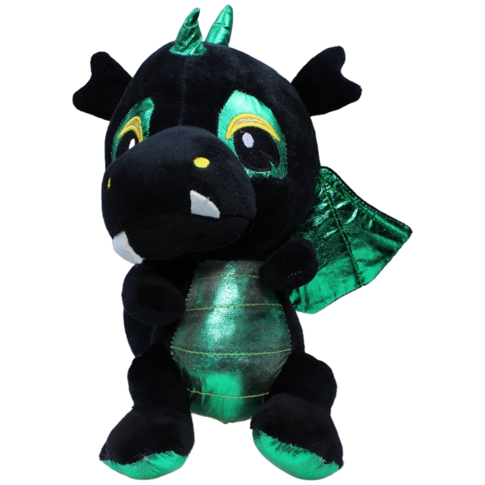 1236465 FLOTI Flos Toys, Süßer Drache schwarz - grün Kuscheltier Kumpel Leo Gebraucht Märchen