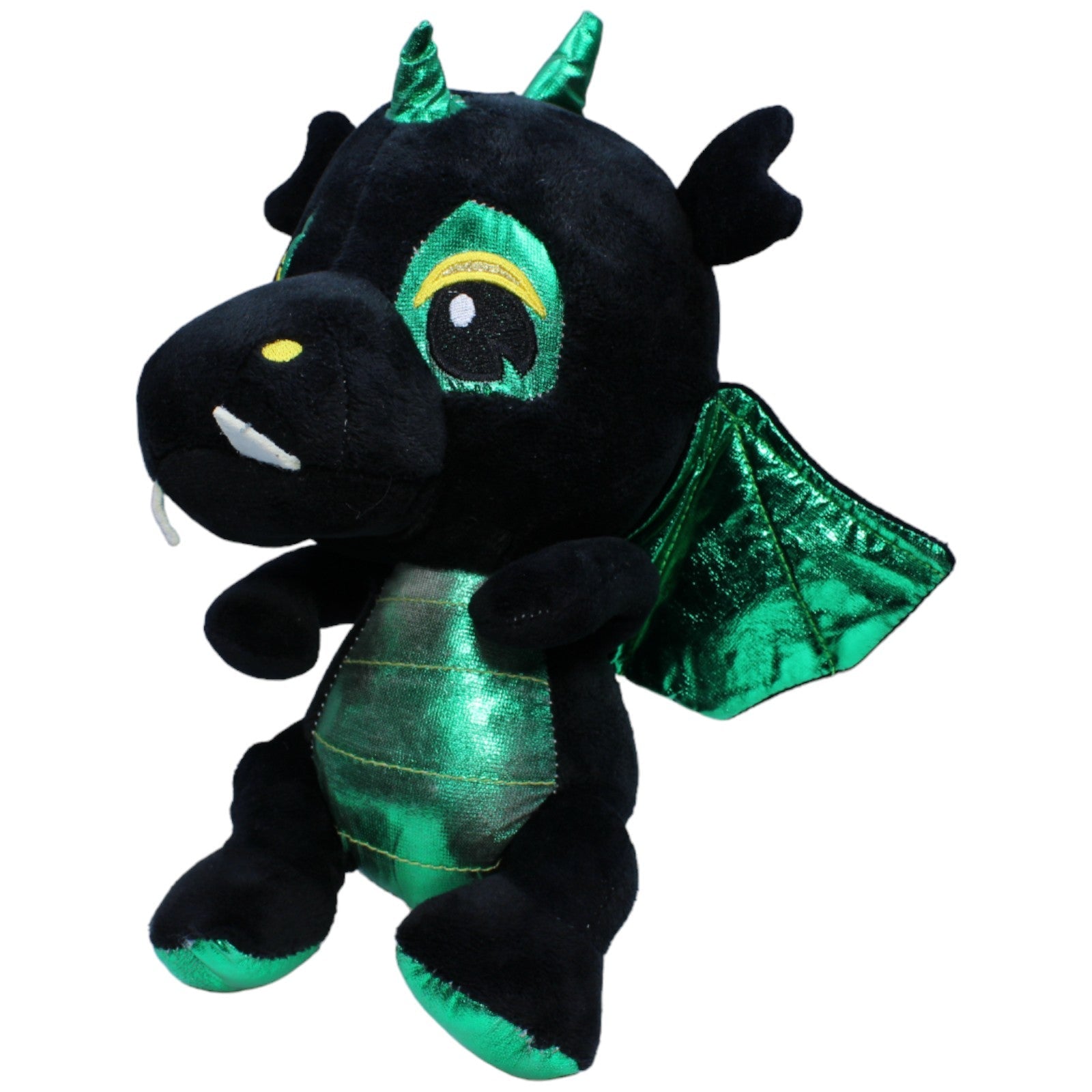 1236465 FLOTI Flos Toys, Süßer Drache schwarz - grün Kuscheltier Kumpel Leo Gebraucht Märchen