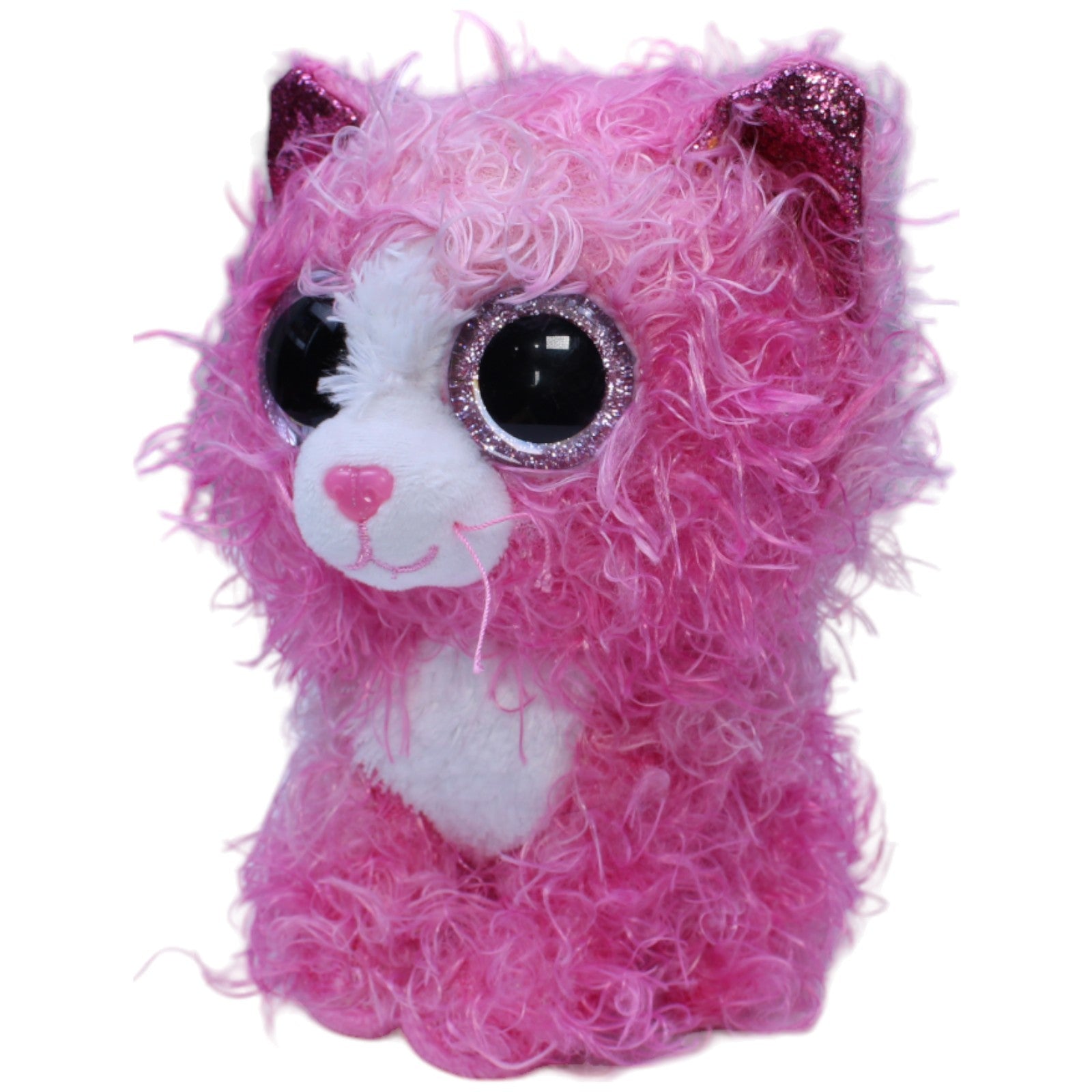 1236501 TY Wuschelige Katze Reagan, pink Kuscheltier Kumpel Leo Gebraucht Glubschi