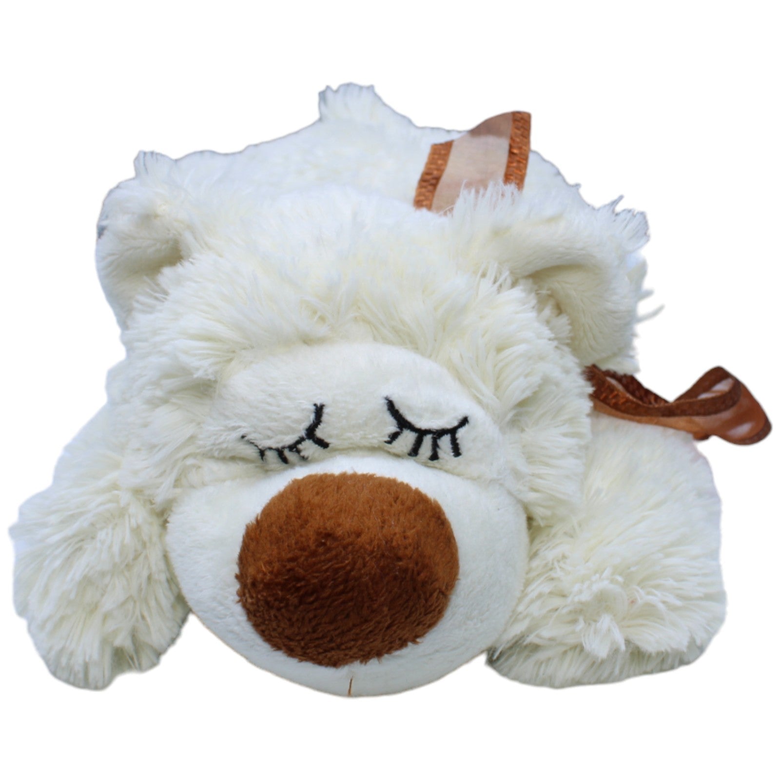 1236543 ESC Toys Süßer schlafender Bär, weiß Kuscheltier Kumpel Leo Bär Gebraucht Teddy